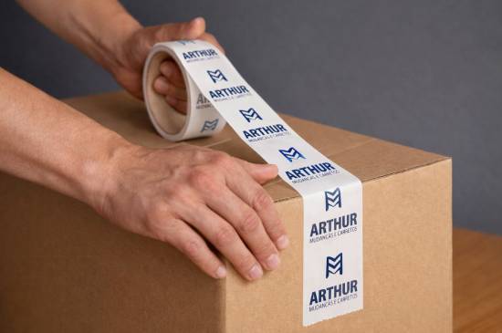 Caixa embalada com fita Arthur Mudanças e Carretos