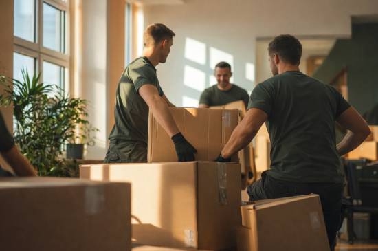Equipe Arthur Mudanças carregando caixas em BH
